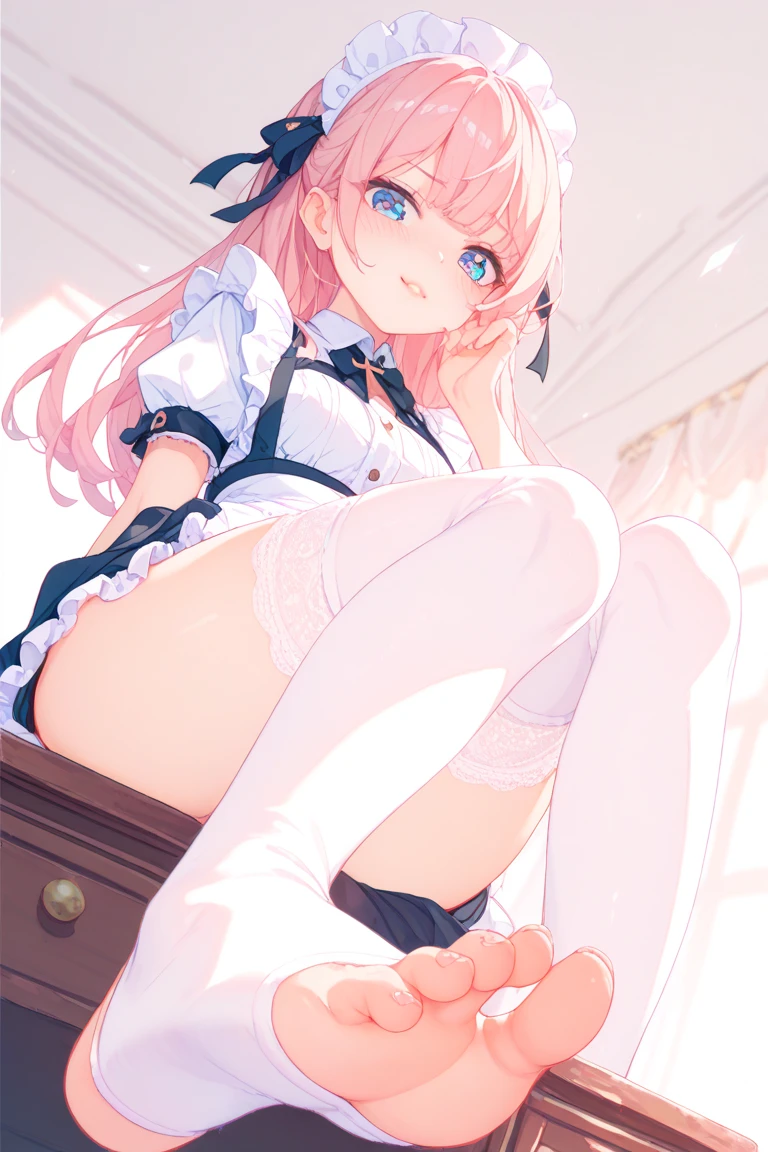photo realistic, (masterpiece,best quality:1.4),(8k,raw photo,photo realistic:1.2), detailed skin,detailed face,(1boy and 1girl,having fuck:1.8),hug from behind, 1girl,Japanese idol,cute face, little girl, Not Safe for Work, Pink Underwear, (((NO Panties))), ((Open twat))), anus, happy, medium bob, underwear on the floor grasping one's panties, blonde hair, ((wavy hair)),((pretty fingers)),((beautiful feet)),Little Girl, spread legs, twat, ((frilled legwear)) ,hairband, child, small breasts, pink kawaii room , pink gothic room, messy room, Marchen, macarons, Candy, ribbon, small window, (Miscellaneous goods are placed in a mess:1.3),dresser, antimacassar ,