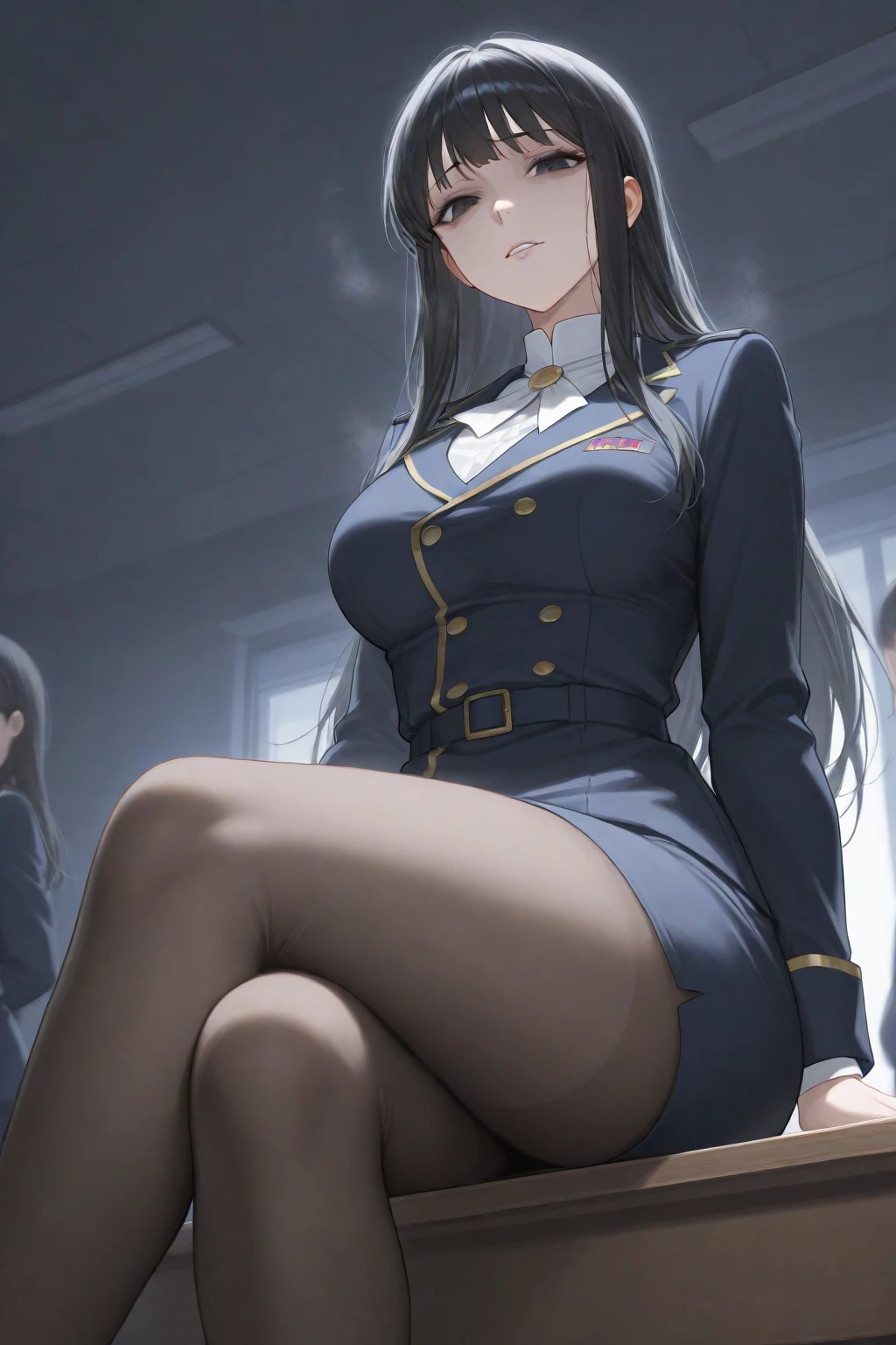 (Obra maestra, Altas Resoluciones, La mejor calidad:1.3), 8k, Altamente detallado, intrincado, De color, Imagen vibrante, foco nítido, Hentai, 4k,
Agatha, 1girl, Postura de batalla, Mirada confiada, Pateando, Clima soleado, (sonrojarse:1.1), cielo azul, Rascacielos, Toma de cuerpo completo,
cabello negro, Cabello largo, flequillo contundente, adorno para el cabello, Palillo para el cabello, arco, lipstick, maquillaje, sombra de ojos, Cabello ultra detallado, Cara detallada, brown eyes, Ojos perfectos realistas complejos, Cara perfecta, Pendientes, jewely,
uniforme, pencil skirt, corbata, bragas, botas blancas,abriendo las piernas,
(hembra madura, 30Yo:1.1), Milf, senos,