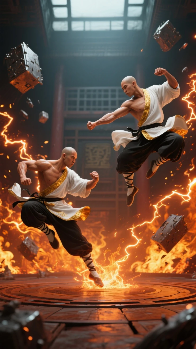 White-haired young monk attacking Buddha from behind,Ancient India, loimu,fights,buddhism, fights, budista, mystical setting
