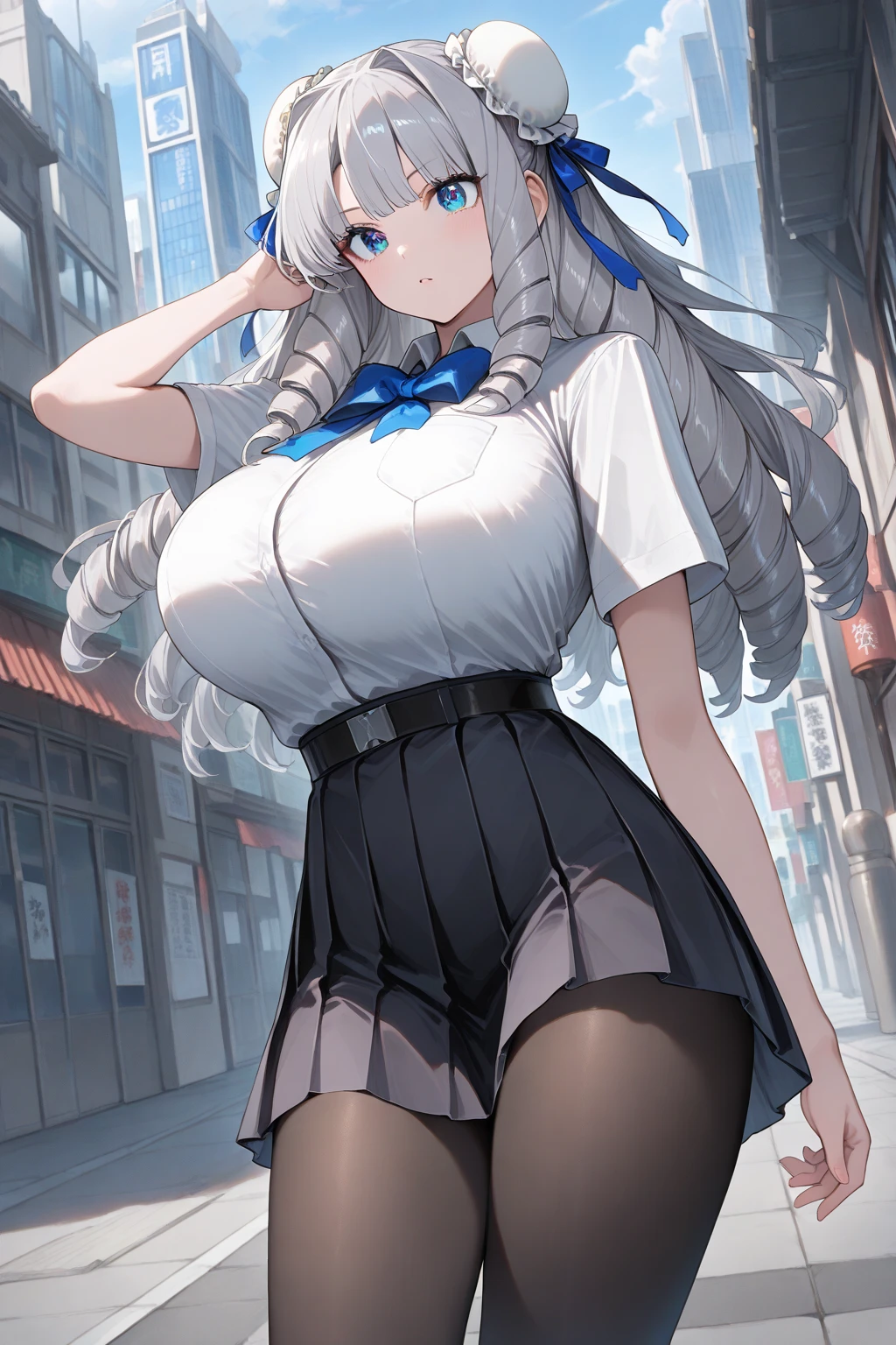 1girl,large breasts, outdoors,street,cityscape, cowboy shot,
standing,hand on hip, light smile, (hoodie:1.3),
<lora:AlbionOriginV2:0.7>