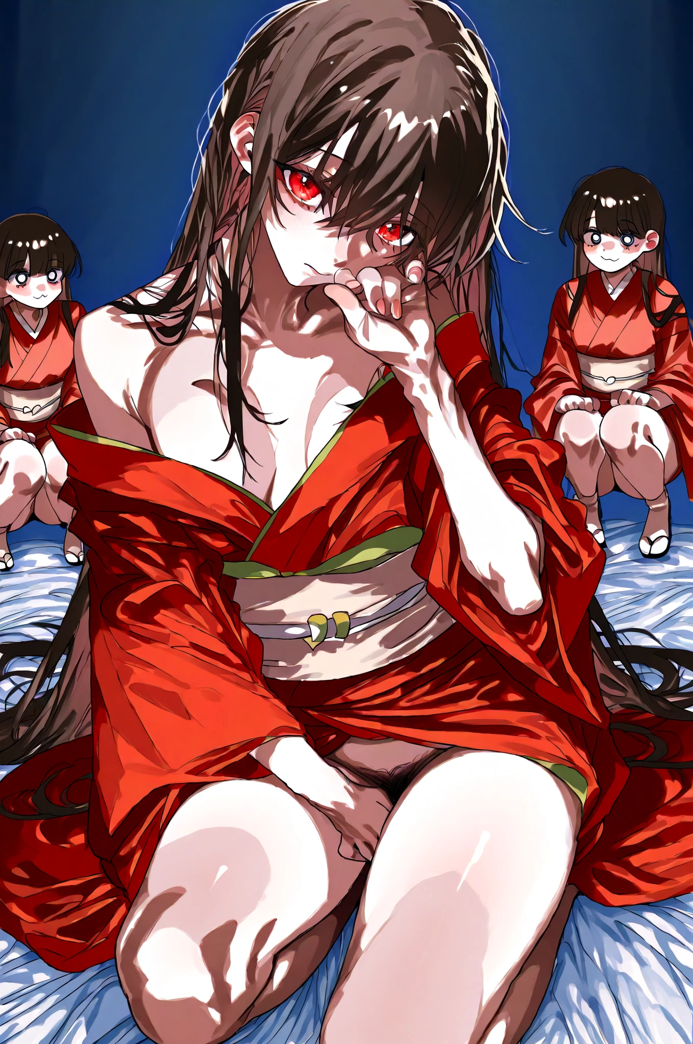 score_9, score_8_upper, score_7_upper, sauce_アニメ, ((dynamic lighting)), 3 female ,
Sagiri Yamada Asaemon, Sagiriyamada Asaemon, Long Hair, Black Hair, ponytail, high ponytail, closed eyes, wince , ffm threesome, lesbian ,nsfw , {{many girls-arms grabbed girl:1.8}}, restrained, Bondage, {{{{hug from behind}}}}, {{{{countless arms:1.5}}}}, {{{{countless hands:1.5}}}}, {{arms grabbing}}, {{legs grabbing}}, grabbing,
NUDE, nipples, In the same way, sitting, spread legs, Having my pussy touched by a woman, (((steam))) ,
in onsen, ~ Side, blush,
alone, Dutch Angle, View your viewers, Cowboy Shot, pussy juice, large breast , open mouth ,