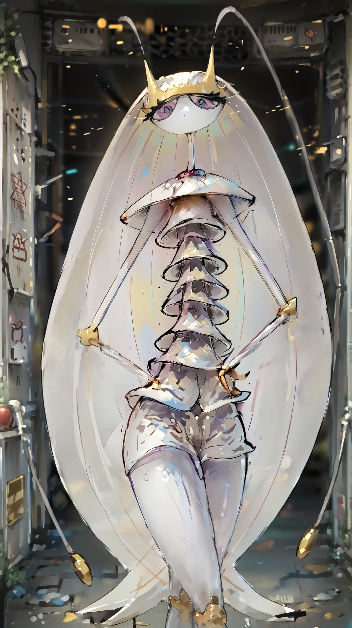 Pheromosa from Pokemon, White Body, (cyber punk), Thin Waist, Very Thin Waist, Wasp Waist, Solo, Aerial View,vibrant colors, cel shading, Simplistic Art Style,solo,
horror,(dynamic composition)