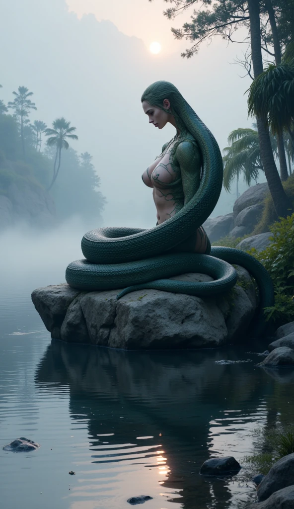 ((( NSFW ))), solo, side view, nice (female), (curvy), tall, (wide waist), swamp leech, (abs:0.8), (female anthro leech:1.3), young, teen, dark green leech skin, realistic skin, soft skin, dark green body, green feet, light green belly, (kemono), genitals, vagina, thick tail, sweaty body, (detailed eyes, pink eyes, glowing eyes), detailed head , detailed face, detailed pupils, glowing pupils, (slimy pond), detailed background, photorealistic, fantasy, 8k hd, ( wide dynamic range, hdr, by (by Pino Daeni, (by ruaidri), by virtyalfobo). busty, massive breasts, curvy body, seductive body, xxl thick thighs, cute face, smirk, feet, foot focus, wrinkly soles, sweaty soles, standing, lifting leg