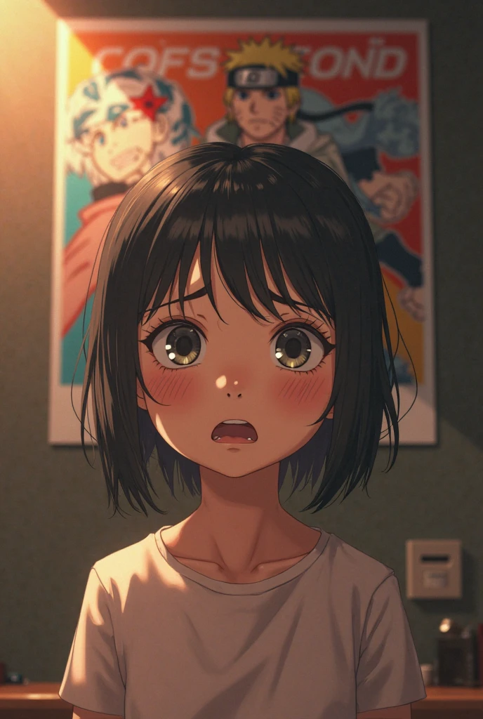 ( Screaming),Reaching the climax:1.3,one girls, short-cut、masutepiece、Bottoms are randomly generated、( Snake illustration printed shirt )、Dark hair、GI Cut、Background bokeh:1.5