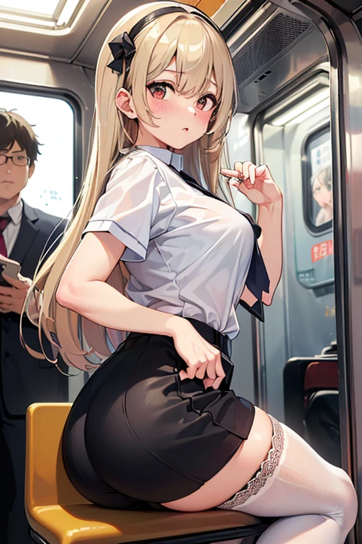 (Molestation)(train)(ponytail)(mini skirt)(Intercrural sex)