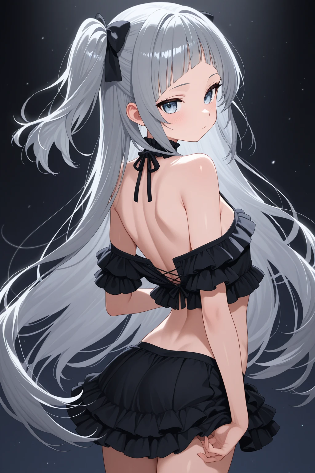 Anime girl with gray hair and cat ears,Shy blush, perfect bodies,Nice sexy body,tempting pose,White sports short sleeves,Short white pleated skirt,White lace panties,White sport socks,White tennis shoes,cropped shoulders,Wet hair,High ponytail,body soaking wet,Nice sexy body,Five fingers,crisp breasts,Big breasts,Convex buttocks,smooth thigh,cleavage , 8 k artistic photography, Arte conceptual fotorrealista, soft natural volumetric cinematic perfect light, tmasterpiece, Epic, trending on artstationh, vibrant, production cinematic character render, ultra high quality model, Chiaroscuro