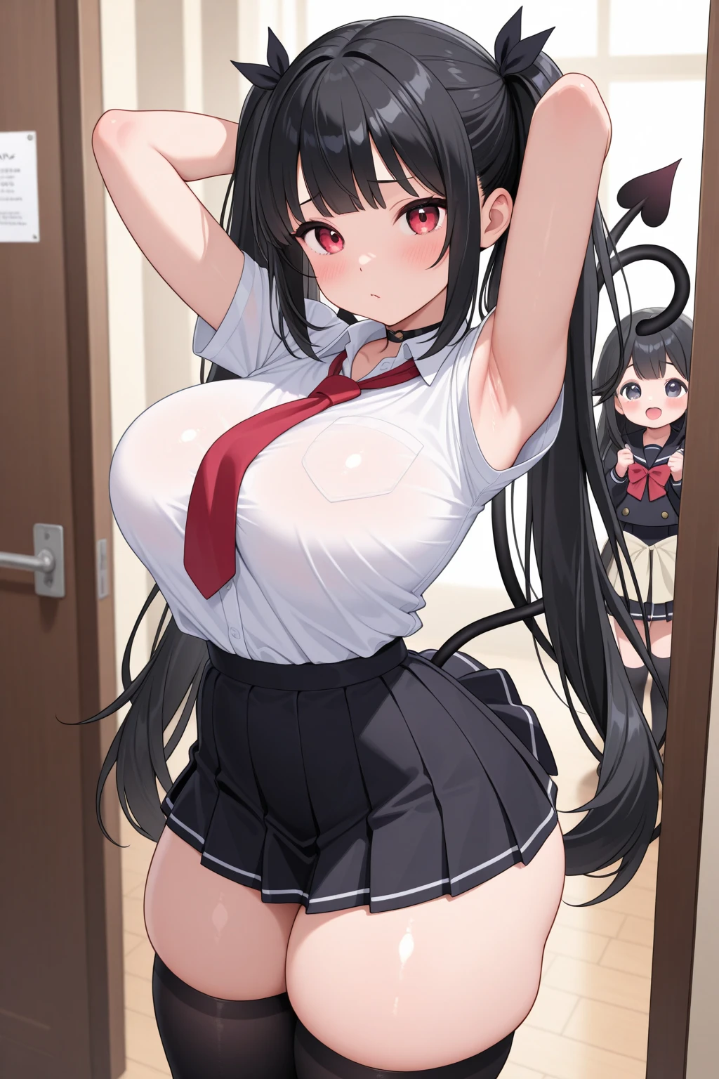 One Woman、Cute Woman、Thighs、Best image quality、High resolution、masterpiece、super high quality、Spread your legs、Cute Bra、Cute Panties、I see pink panties、Small Ass、big 、Blushing、4K quality、Blushing、Proud face、Wearing black knee socks、bed、Spread your legs wide、Panty shot、Sweaty all over、Heavy breathing、My chest is bouncing up and down、heart、A mean look、Low Angle、Zoom in on the crotch
