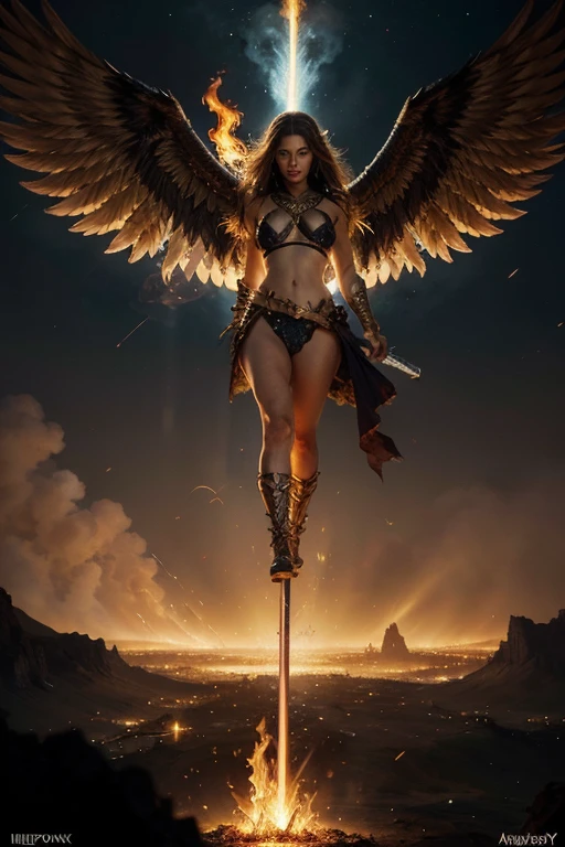A young 15- yr old phoenix girl with lovely charming European face, having phoenix skin tone pigmenting texture, (wearing nose ring), (body builder, athletic masculine size body),(having a lots of battle scar's), (phoenix skin texture masterpiece ), (tomboyish cyber punk hairstyles look), (( wearing phoenix helmet)), (serious, with exposed teeths showing large fangs)(perfect full body detailed anatomy), (Super accessories detailed), (fighting pose), (perfect detailed bright sparkling eyes),( short illuminating hair), ((expose big hard erect nipples))(( wearing illuminating transparent armored panty and bra, with pussy clitoris exposed ))((legs wide open showing pussy line))(( Wearing illuminating transparency lion costumes )), (( holding treasure war hammer )), ( crystalized cliff background), (( having bird wings and tails)), (( illuminating different lights covering the sorrounding atmosphere of battle fields)) on its back wearing dark cape detailed design, has a angry face, 7 different perspective view of that same girl & face profile sheet character style