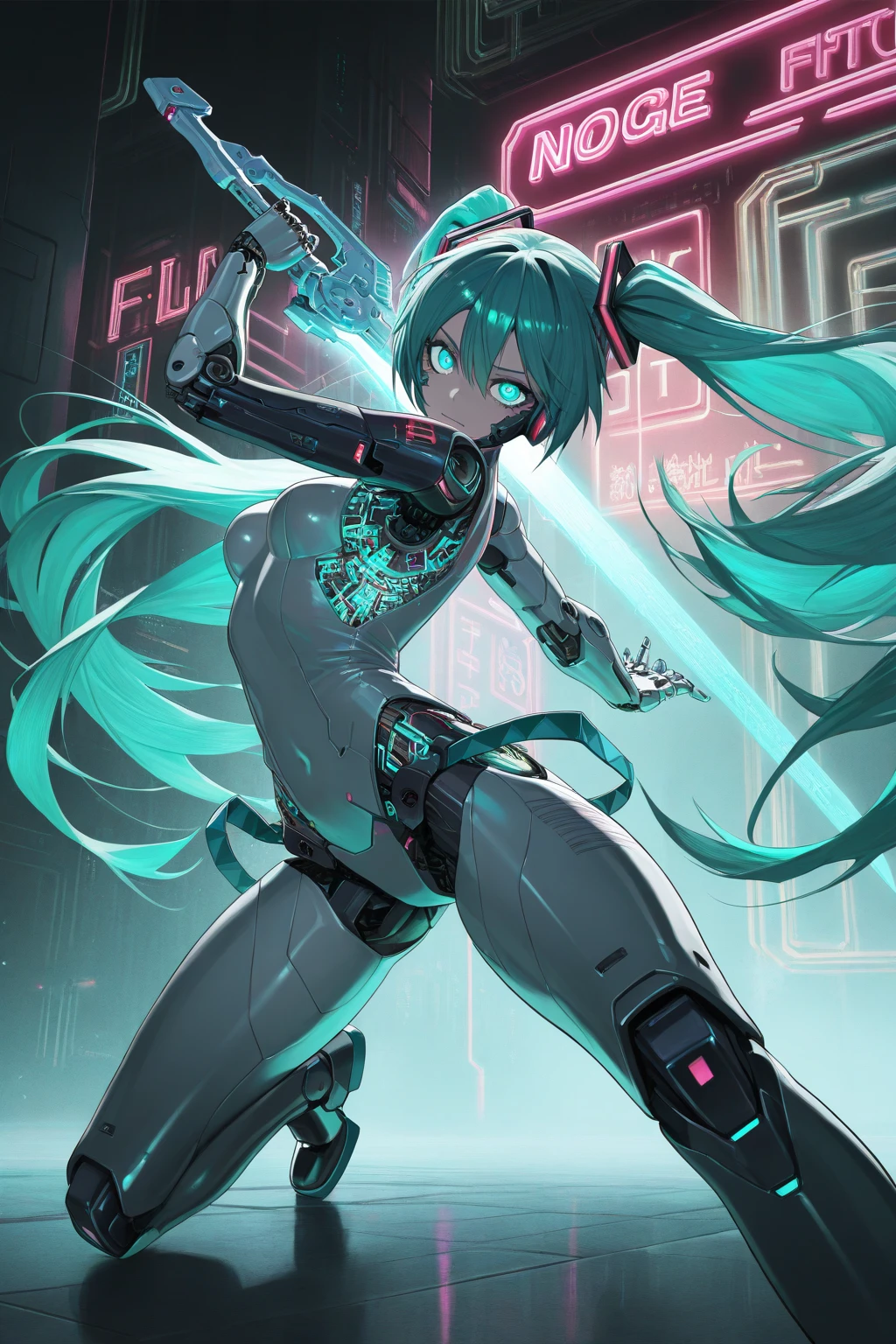 (granular:0.5), Cinematic,girl, space, Severe, Fine grain, Detailed face, Futuristic clothing with attention to detail, Light shines on the clothes, (Sighting gun:1.1), (concealment:1.1), (squat, Look to the side:1.1), Volumetric lighting, separation, Horror, Dim lighting, More about red bioluminescence, More about green bioluminescence, More about blue bioluminescence