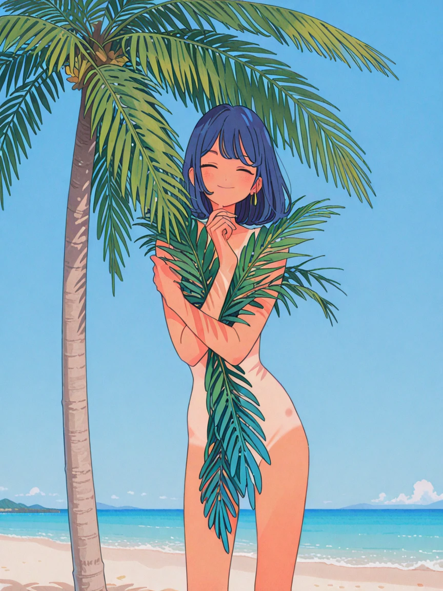 (masterpiece), best quality, expressive eyes, perfect face, V-sling swimsuit, Oily Skin, Looking at viewer, Pull, Ponytail hair, Vibrant, A Tall Woman, Beach, Applying Sunscreen