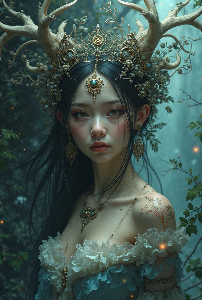 ((​masterpiece)、(top-quality)、(reallistic))、beautiful queen:1.4、Bondage style、latex shiny、By Luis Royo:1.4、1girl in、Sexy Daughter、Attractive earrings with impressive beauty、a choker、a necklace、piercings、(Super beauty)、Super Ultra Ultra Bikini、standingn、fullllbody:1.4、(Beauty in return)、Fantastic mythological landscape