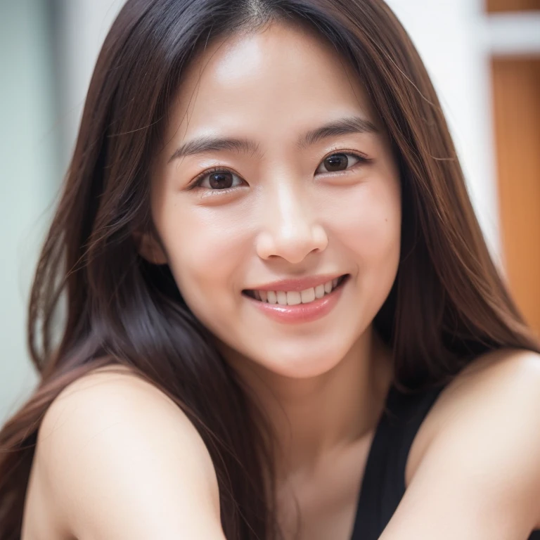 A very cute face like a 15-year-old idol　Smiling Kindly　(((Whole body)))　No sleeve　　　Stylish evening wine bar　Cinema lighting　Natural light　Artistic　High level of artistry　RAW Photos　Genuine　High quality that is indistinguishable from real life　Real Stick　High resolution