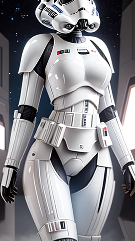 wearing shiny stormtrooper armor, a Star Wars imperial agent, wearing stormtrooper armor, imperial Star Wars style, storm trooper, stormtrooper, trooper, female stormtrooper, slender waist, medium breasts, wide hips, thigh gap, stormtroopers, Star Wars character