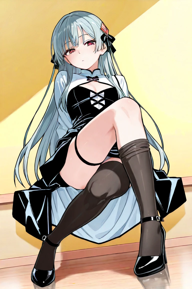 highest quality,sleep on your back in bed，Crab crotch，show me your boots，thigh high boots，leotardチラ見せ，glove，elegant, 1 girl, leotard，body suit，cute, blushed, looking at the viewer, from below, prison，blue eyes, beautiful eyes, beautiful background, particles of light, Light of the sun, dramatic lighting, outside, shiny, realistic, table top, highest quality, Super detailed, get used to it, scenery, beautiful and detailed eyes, thin hair，full body shot，