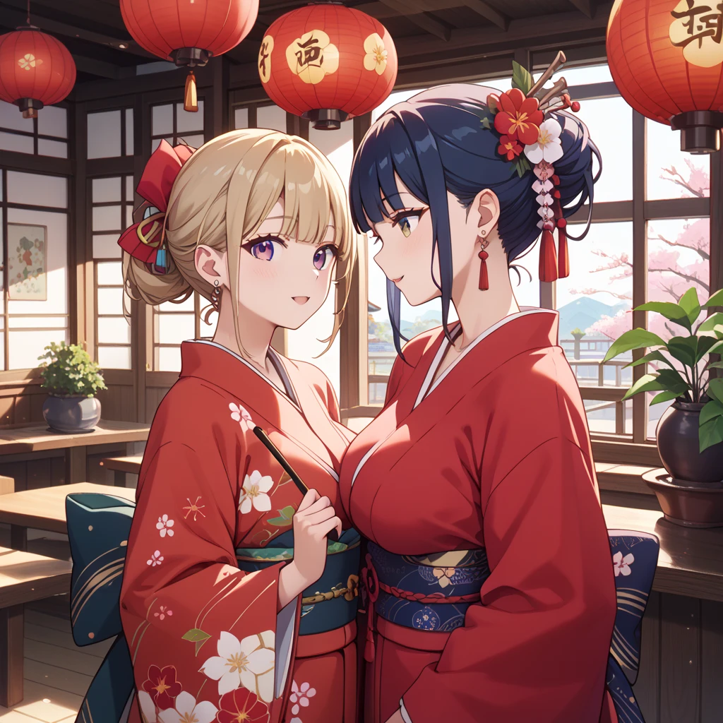 (Highest quality)), ((masterpiece)), (Family Friendly), Perfect Face,Glowing Skin,Beautiful breasts,Glowing Skin、Kyoto Animation style painting、hair、Golden Eyes、Sunburned skin、night、Braided hairework)))、(((night)))、Sit on a bench、(((Sweat)))、(((Wet)))、
、Off the shoulder、kimono、((Stall))
、profile
