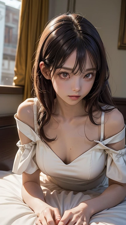 ((((Dark Skin、brown))))、Blonde、masterpiece、One girl per photo、)((26-year-old girl、Sparkly Makeup、Mature face、Dark Skin))((Dark Skinの色、Realistic Skin、Dark Skin))((Shining Eyes))((Extremely Miniskirt、panties))(((Embarrassed face、Embarrassing)))(((Open your mouth、Open your lips)))((Long Hair、Elaborate hairstyles、Blonde))((Huge breasts、Narrow waist、Thin thighs、Long legs))((Dark Skin、色がDark Skin、Ultra-realistic、Perfect limbs、Perfect fingertips))(((((On the bed、Lying on your back:1、sleep:1、Open your arms)))))((((Big Breasts、Upper body naked、Nipples))))((真上からのwhole bodyショット、knees))whole body