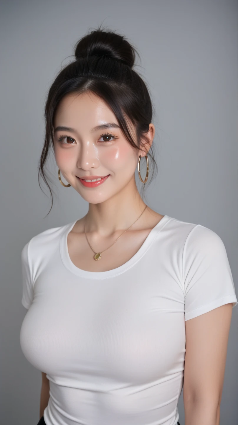 Mix 4, (16K, RAW Photos, Best image quality, masterpiece: 1.45), (Realistic, Photorealistic: 1.37), A girl in a , cute, Cityscape,, Professional Lighting, Photon Mapping, School classroom, Physically Based Rendering, Dark brown hair,Ponytail Hairstyles, Beautifully groomed eyes、((double eyelid))、super cute girl, Highest quality photos, High resolution, 1080P, (Clear Face), (Detailed facial depiction), (Detailed description of the hand), (masterpiece), (Detailed CG)、Extreme light and shadow、Messy Hair、masterpiece、Rich details、(Detailed facial features)、(Highest quality photos)、(Masseter muscle area)、(Detailed eyes)、Look in front of you、Thin clavicle、((Thin and large))、((A proper idol))、Earrings、Don't draw thin lines、(((Symmetrical eyes)))、shirt unbuttoned and open, nipples visible, not wearing bra, not wearing panties, lying on bed, viewer can see female genitalia and nipples, front, provocative smile on viewer's face, Full body figure, baby face, Bold Pose, Big breasts, Crotch open, Squatting cowgirl,