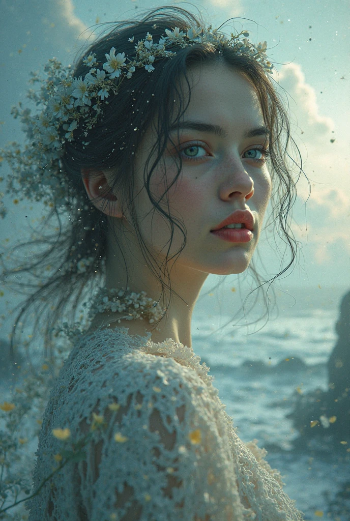 (Double exposure), 1girl, beach, masterpiece, best quality