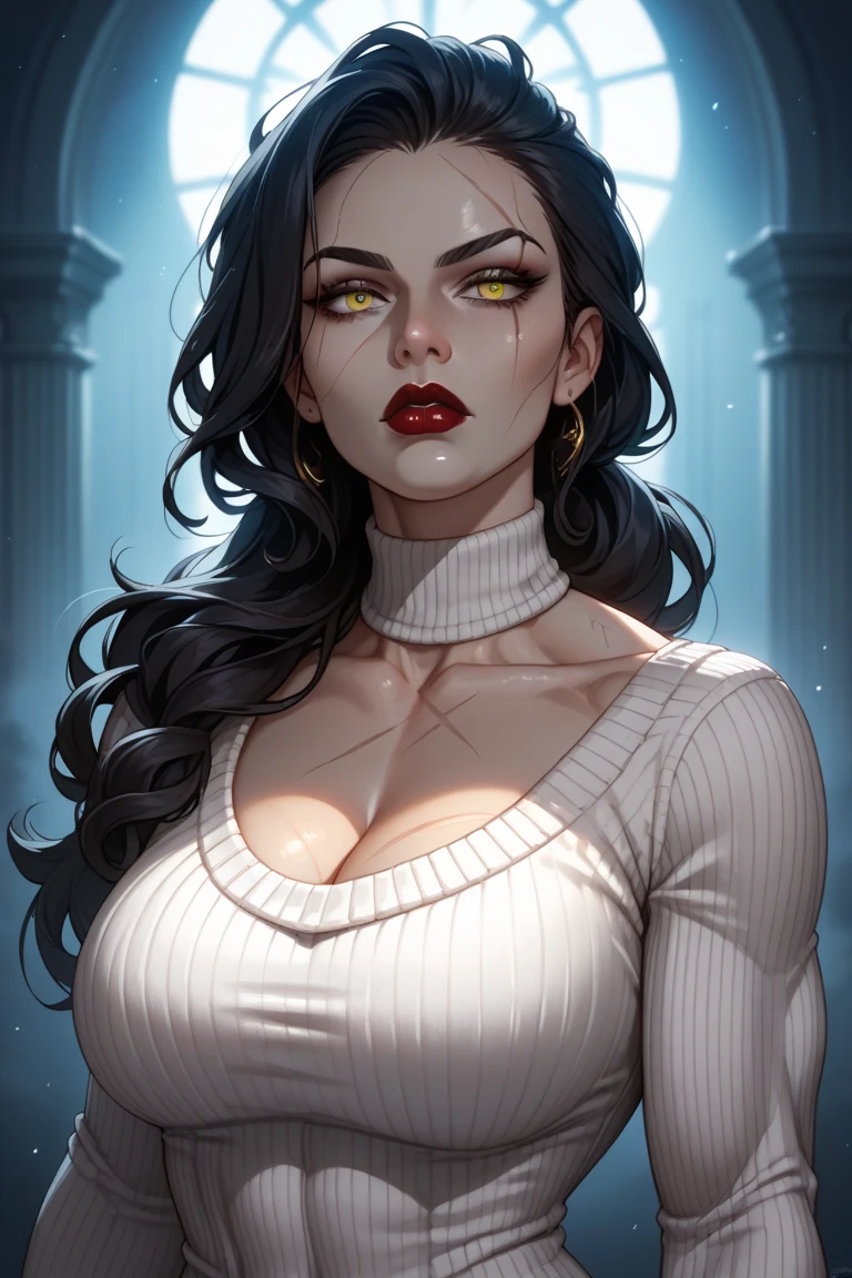 araffes com um homem e duas mulheres posando para uma foto, definir foto fantasiada, com capa, vestido com uma linda capa vermelha, fantasia de bruxa escarlate, artgerm e greg rutkowski, por Bernie D’Andrea, Greg Rutkowksi e Artgerm, carmilla vampira, o Munster ao fundo, donzela e tolo e velha