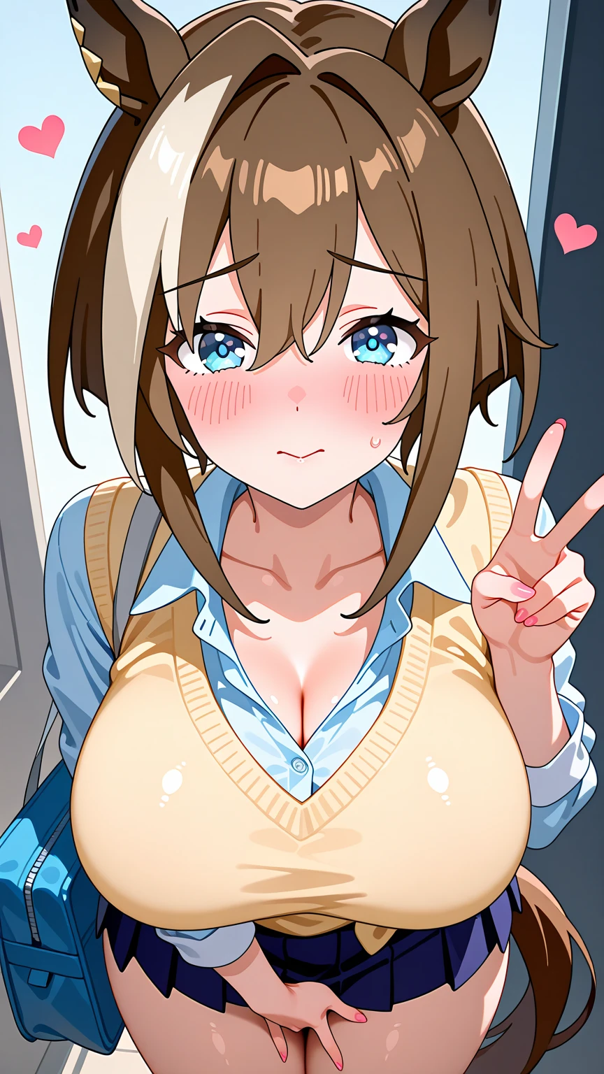 (best quality), (Super detailed), (Best Illustration), (nsfw), (1woman), (Ahegao:1.2), look at viewer, (colorful hoodie), (Big Tits:1.2), {brown hair, (bob cut:1.2), curly hair, hairs between eyes}, {(detailed eyes), heart-shaped pupils, blue eyes}, sweat, steam, girl trembling with sexual climax,