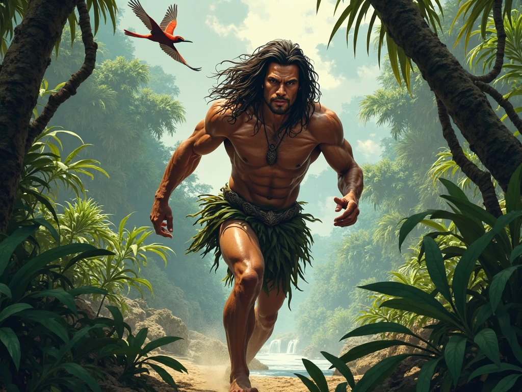 a MAN Saint Sebastian tied to a tree and with 3 arrows in his chest, he is bleeding, depicted in oil painting. The image features an incredibly detailed composition, with complex brushstrokes that bring the subject to life. The dryad's body appears distorted, as if affected by a digital glitch, with the pixelated shell merging seamlessly with shimmering metallic sheets. The juxtaposition of glitch and traditional oil painting technique creates a mesmerizing effect. This high-quality image captivates the viewer, inviting them to immerse themselves in the collision between nature and technology in this surreal representation of a digital forest.