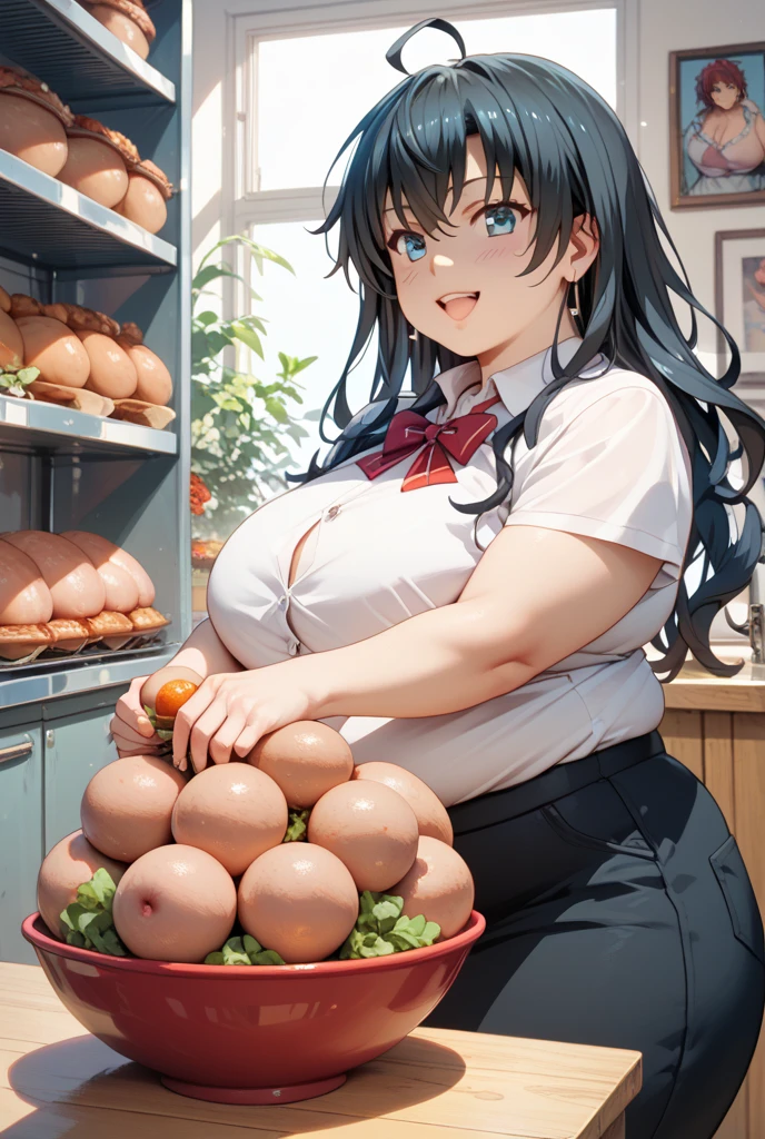 black hair、long bob cut、black eyes、table top、High resolution、many girls multiple girls、large crowd、lots of cute girls、big and full breasts、naughty body、See-through、throw、、whole body、Are standing、Look up at me、confused face、blush、black pantyhose、female shape'Private parts are clearly visible、I can see your nipples、white shirt、navy check skirt、micro mini skirt、very short skirt、hamburger shop、Many people々々、in the crowd、bare chest、show your chest、while holding the tray、place the chest on the tray、Upper grade、A lot of milk comes out from the nipples、Breast milk gushes from the nipple、cat ears maid clothes、blue gingham maid outfit、With cup 、Breast milk drips from the nipples、Breasts wet with breast milk、female shape'Private parts are clearly visible、view from a distance、big ribbon on the waist