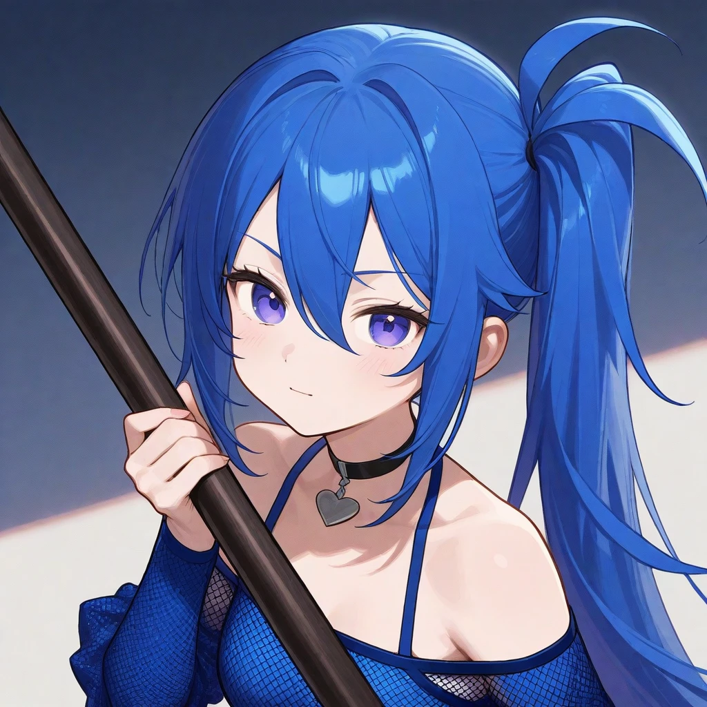 blue hair, yellow eyes, twintails, bikini,beach,