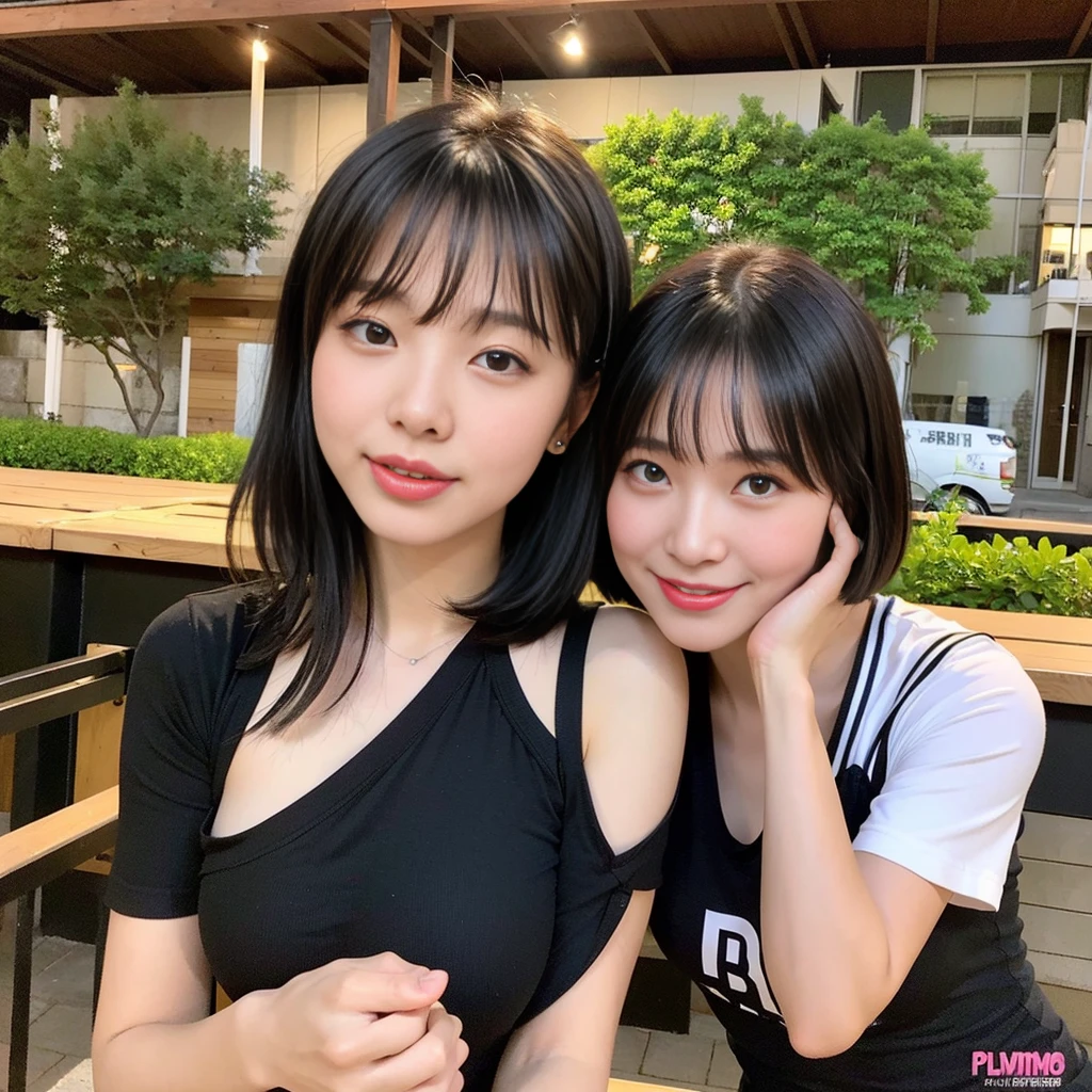 Bunny girl、black tights、two people hugging each other、best quality、masterpiece、ultra high resolution、(photo reality:1.4)、cute girl face、famous Japanese actress、very beautiful、(short hair)、leaning forward、So that the whole body is reflected、beautiful feet、Luxury apartment room、press your chest together