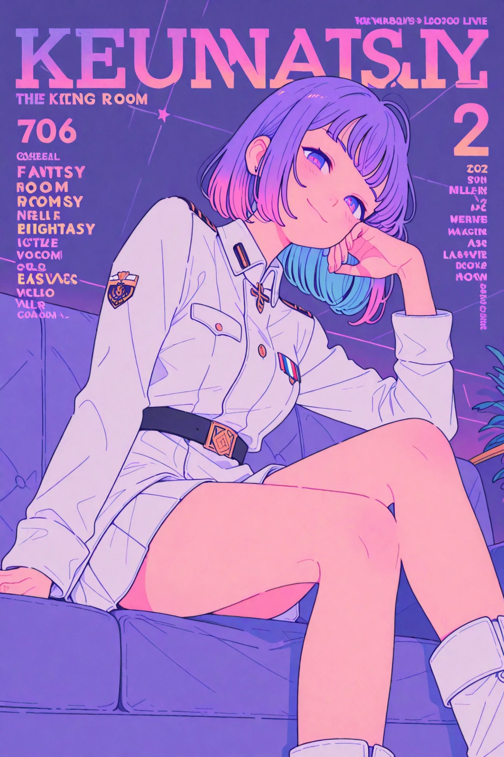 masterpiece, best quality, 1girl, space thriller movie poster, Bauhaus, shapes, lines, abstract, stars, sparkle, shiny, iridescent, (Bold title:1.6)