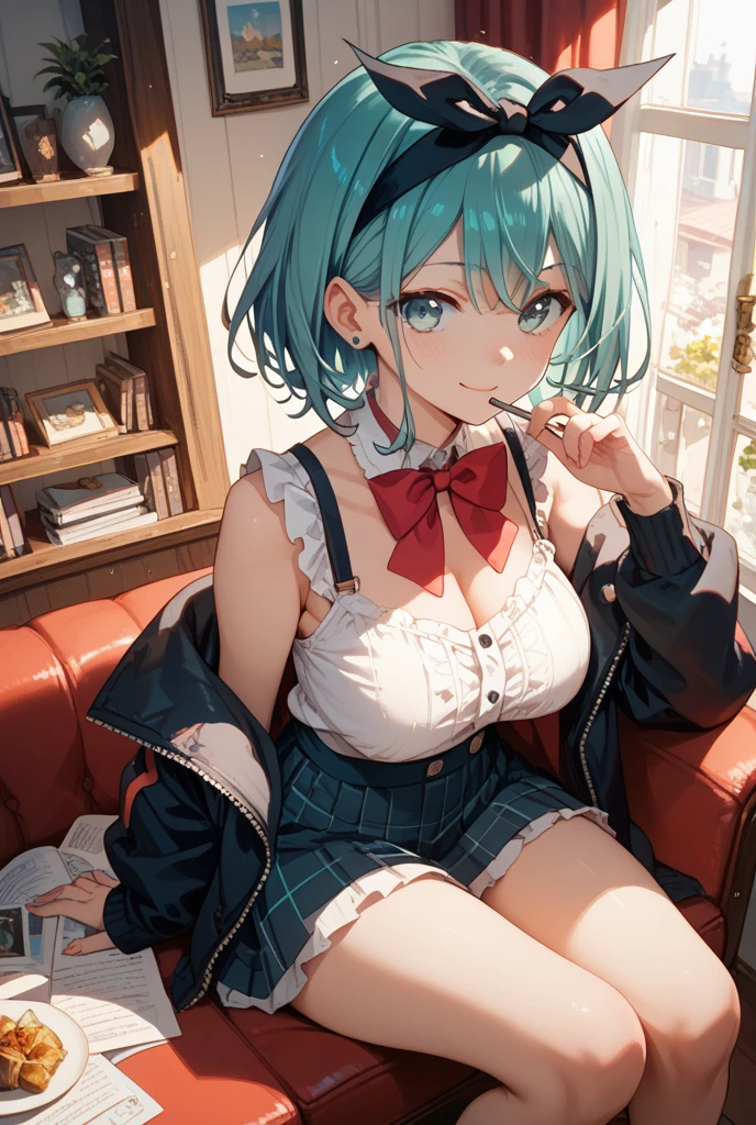 rezeroREM sleep, REM sleep, Blue eyes, blue hair, hair ornament, hair over one eye, hair tape, short hair, x hair ornament, BREAK apron, black tape, black skirt, black sleeves, separate collar, cut off sleeves, flower, frilled apron, frilled skirt, frill, Wreath on the head, long sleeves, maid, miniskirt, neck tape, purple tape, tape, tape trim, tape-trimmed sleeves, roswaal mansion maid uniform, short hair, skirt, thigh high, waist apron, white apron, white thigh high, BREAK outdoors, city, BREAK looking at viewer, BREAK (masterpiece:1.2), Best quality, A high resolution, unity 8k wallpaper(masterpiece, Best quality:1.2), complex parts, Ari's coven, 1 girl, dress, cut off sleeves, split, multicolored hair, blonde hair, black hair, animal ears, Tights, mustache markings, several tails, Energy Ball, upper body, nsfw, hot, nipels