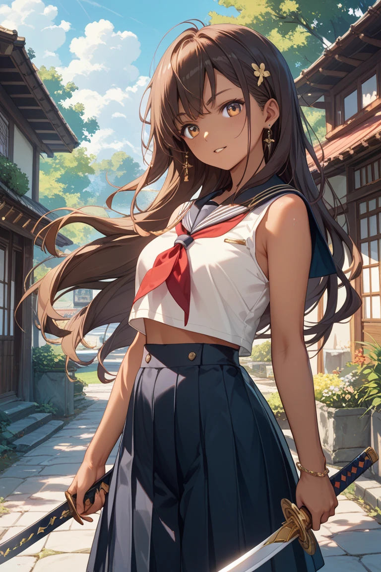 one-girl,loli,cute big breasts,smallunderboob,small boobs,long whitr hair,校服,exposing your navel,Thin leg,mess up hair with hands,middle School girls