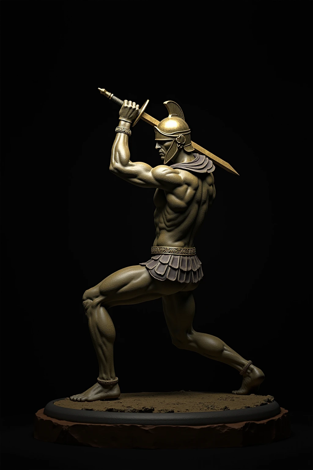 Black and white marble statue of a male warrior god, cinematic lighthing, profundidade de campo, Bokeh, Realismo, fotorrealista, hiper-Realismo, fotografia profissional, UHD, DSLR, HDR, Ambient occlusion, iris and pupil rendering, Advanced color sorting