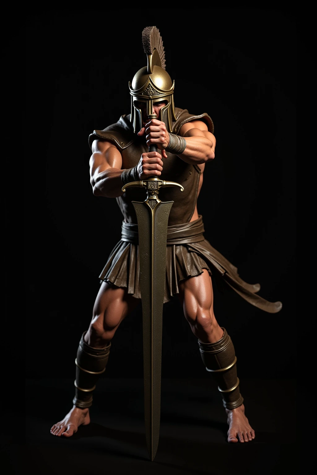 isometric style Full-length photo,(ancient desolate idol:-0.1),(muscle male :0.9),combat posture,Surrealism,(bare foot:1.2),backlighting,backlighting,cinematic lighting,8k,super detail,high quality,high details,UHD,Surrealism,award winning,anatomically correct,UHD,retina,masterpiece,ccurate,anatomically correct,(glass shiny (textured skin):0.1),super detail,award winning,best quality,high quality,high details,(back:0.3),realistic style,random posture,fullbody,complex scenes and light,light and shadow,look to the camera,(warrior:0.1),(samurai:0.1),(knight:0.1), . vibrant, beautiful, crisp, detailed, ultra detailed, intricate