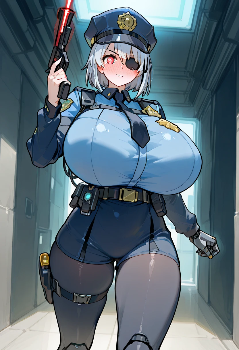 Nagisa(blue file),1 girl,Alone,halo,super huge breasts,looking at the viewer,fence,standing,in room