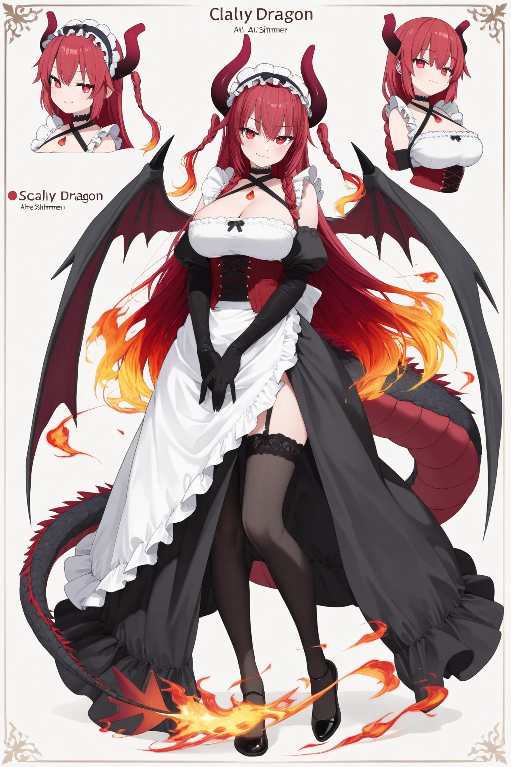 masterpiece, best quality, mother character, 1girl, solo, high fantasy costume, ((white background)), full body, multiple views, lingerie, succubus, dragon horn, 
