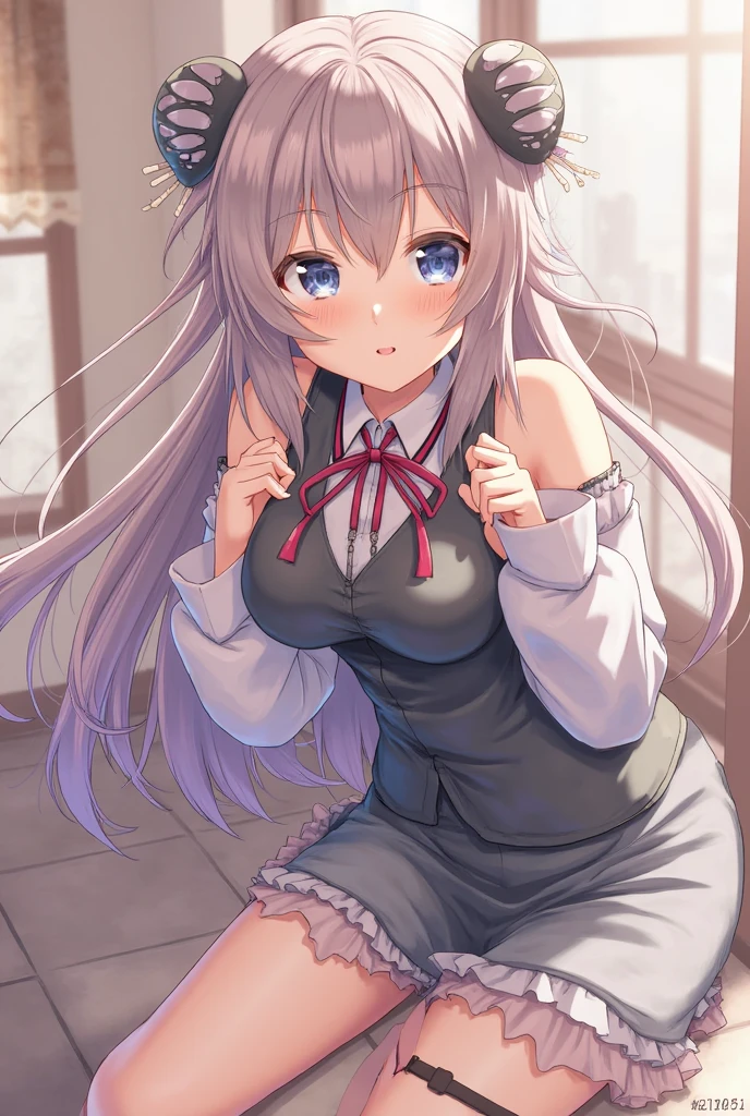 Long-haired anime girl Anime visuals of cute girls, nyaruko-san, up of young anime girl, anime moe art style, Smooth anime CG art, Today's featured anime stills, anime best girl, Beautiful Anime High School Girls, Cute anime girl, anime visual of a young woman, Splash art anime Loli，nakeness，opening legs，Pubic hair shows through，Lori huge breasts cleavage，