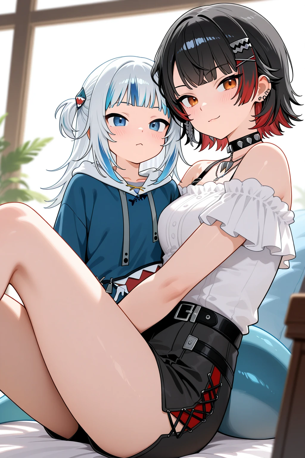 Two Women, Asuka Shikinami and Rei Ayanami, Having anal sex outdoors、Anal Release, smile, excited, incontinence, Double Peace Sign