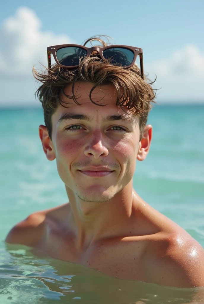 male Age 17 swimwear topless smile