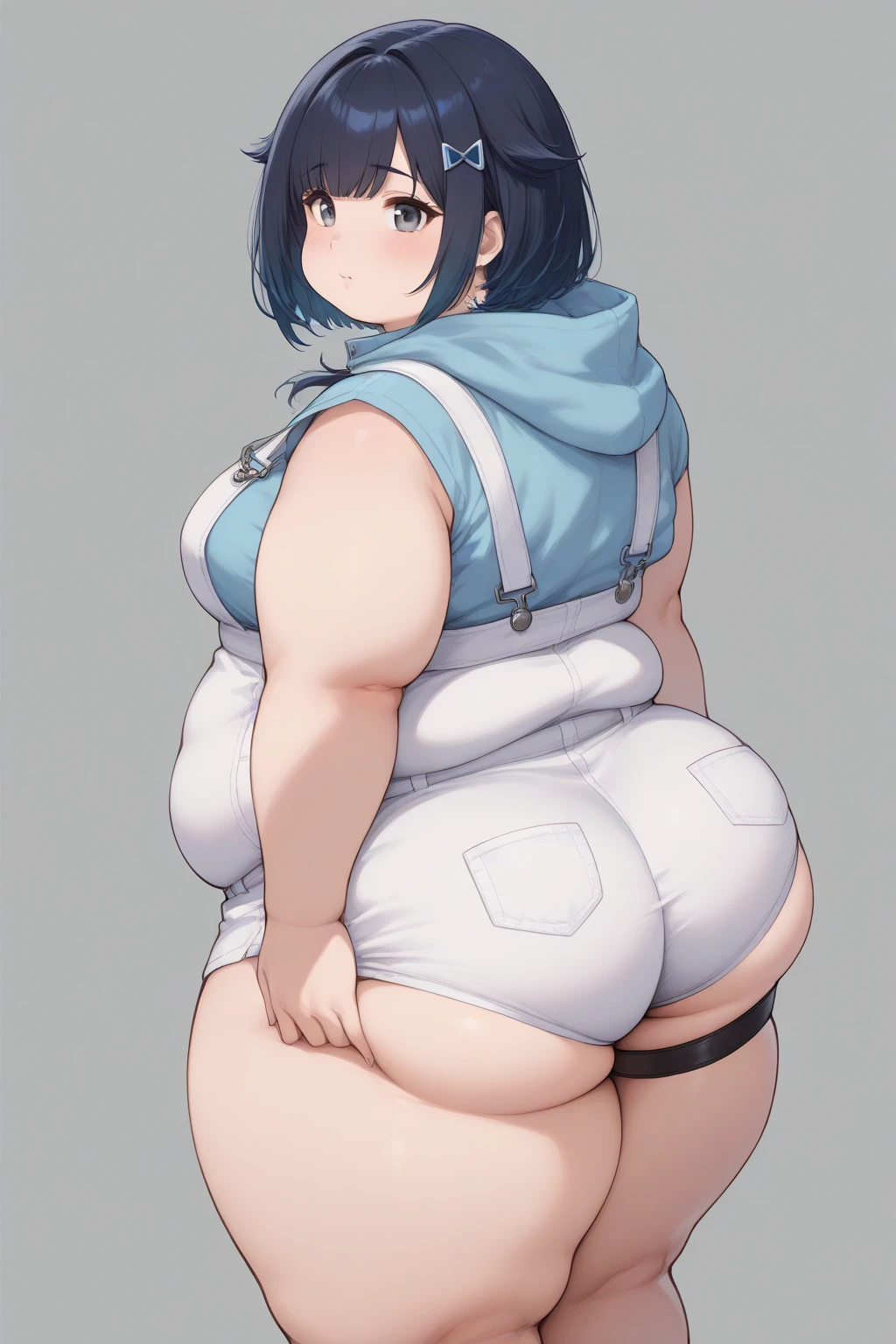 abstruct, 1girl, solo, white skin, redhead bob-cut, ((detailed face)), ((beautiful face)), (tank top, midriff, low-waist jeans:1.6), looking at viewer, sitting on the bench, drinking, cup of tea, (WeightImmobile:1.3), (obese:1.2) (round face:1.3), huge belly, wide hips, from below, discoelysium, AS-(masterpiece, best quality), intricate details 1girl, sivir, circlet, white scarf, bandeau, gauntlets, pelvic curtain, thighhighs, boots, bottomheavy, gigantic ass, hyper thighs,