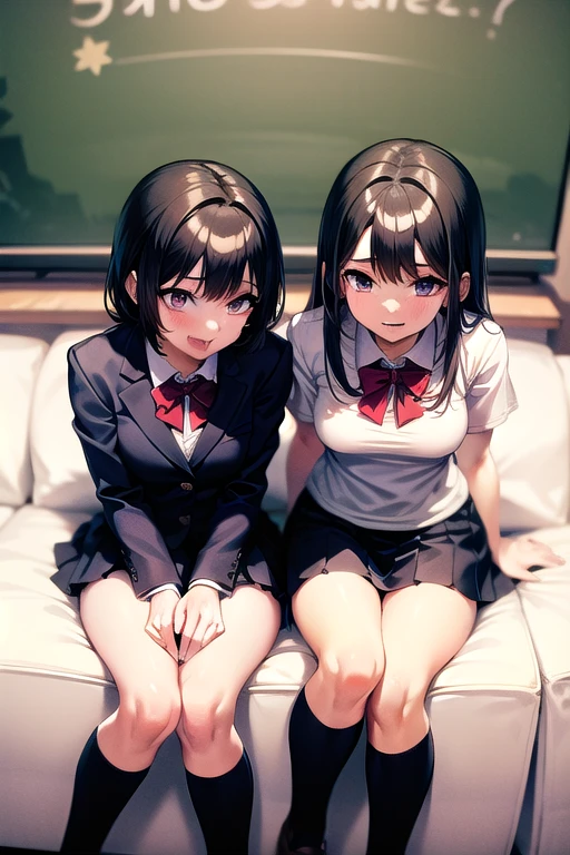 2-dimensional，bit girl, , small, female student, 校服, Superskirt, People who don't wear underwear, lying on the table, Undress, Small under breasts，There is a mole under the neck，Small bottom, ‎Classroom, ssmile, Stas, Volumetriclighting, rays of sunshine, bright，nipple play