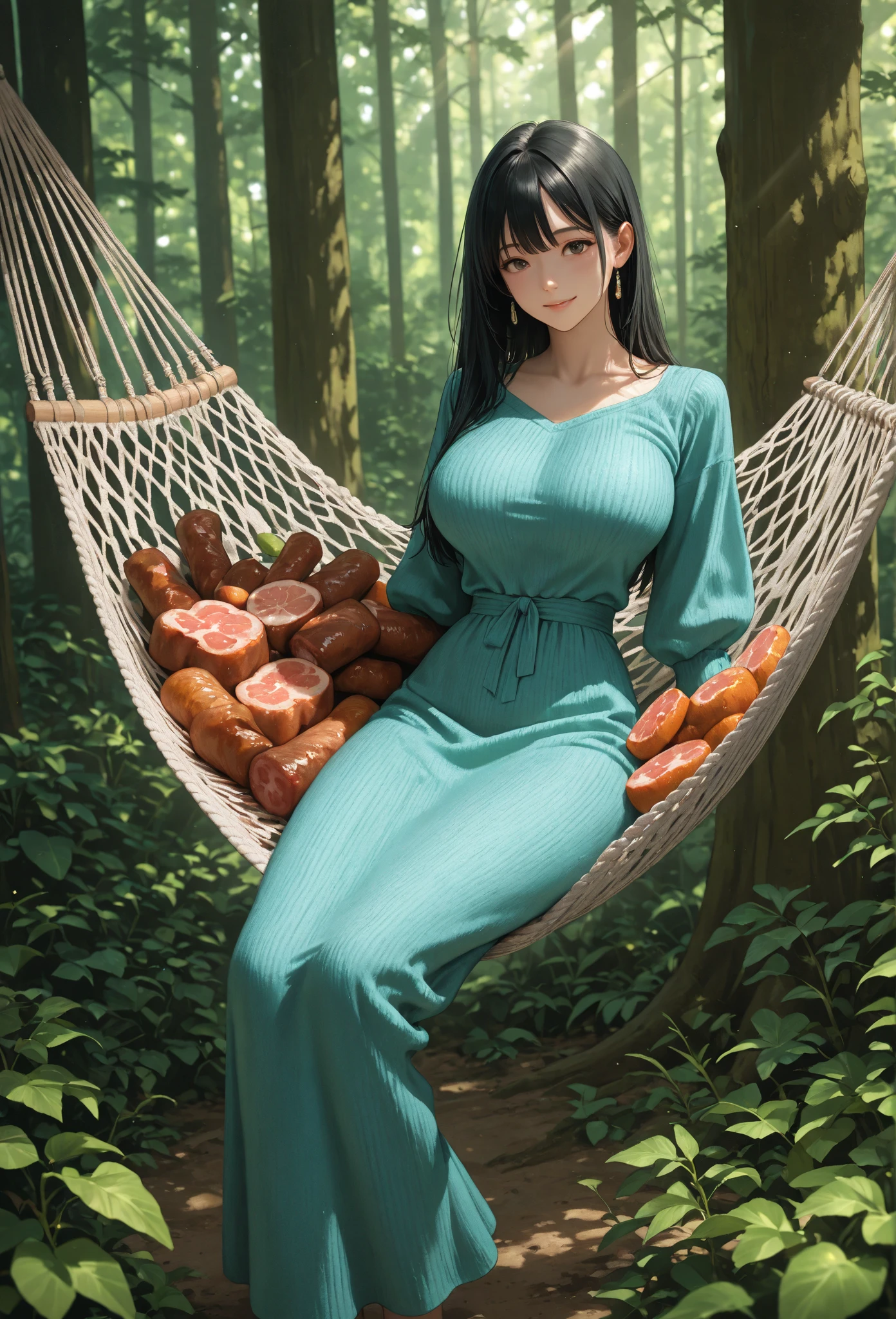 CG art of a beautiful sundanese girl, 1girl, (marijuana goddess:1.2), (marijuana princess:1.2), (marijuana leaf crown:1.2), cute girl, (curvy-voluptuous-thick body type) , exotic, (full body shot), Sam Yang art, sundanese culture, 
glamor pose, smirk, eyebrow up, 
pastel color, calm tones, 58 mm,
detailed marijuana west java garden background,
(paint by SamDoesArts:1.3)