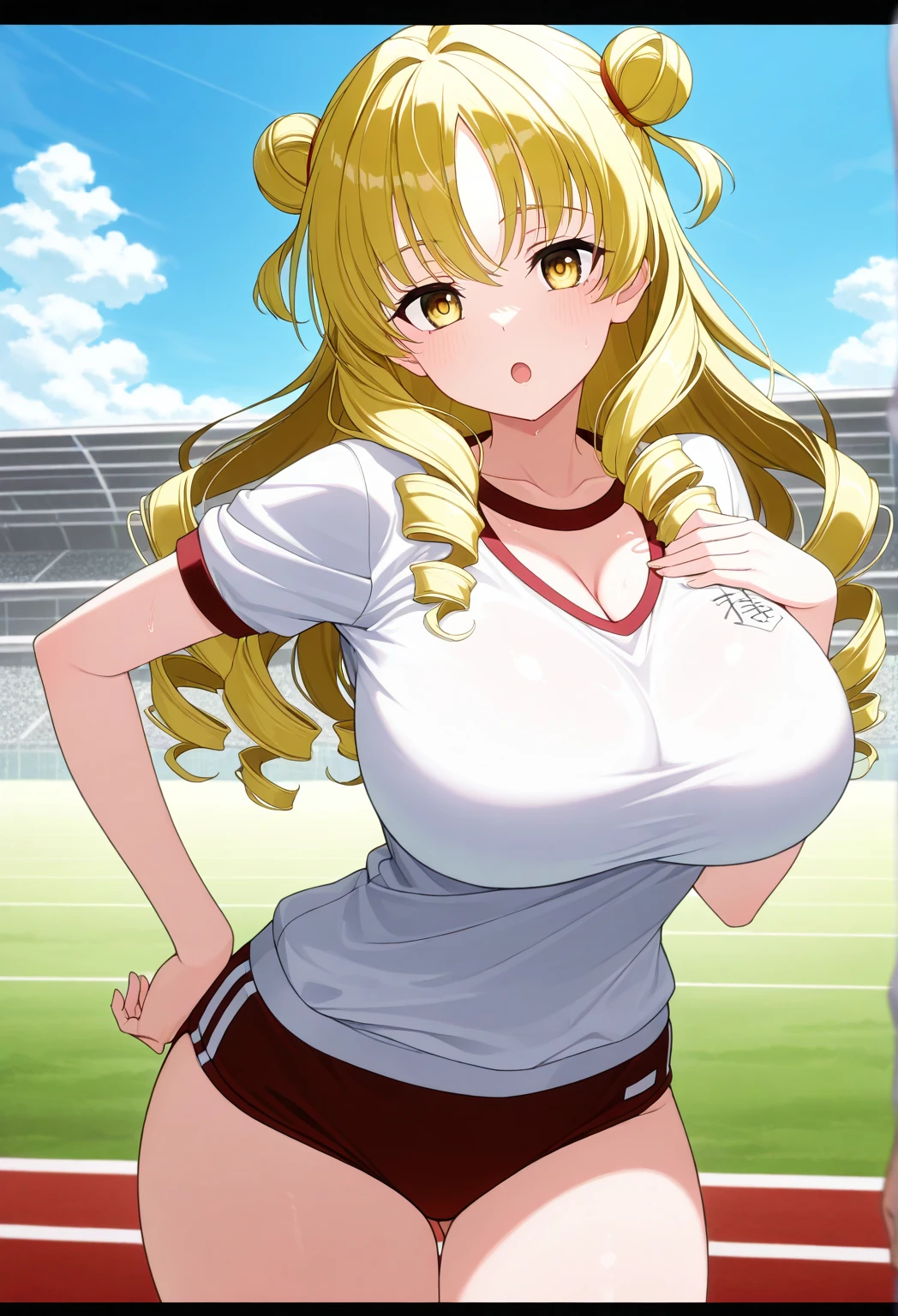 {{{{{16k,Ultra High-resolution realistic photograph of neat virgin first-year junior high school girl's in School-designated gym uniform with junior high ribbon as pretty as a actress in Grass schoolyard, She's in the first year of middle school, but she's too well developed, her F-cup cleavage tits are too beautiful, She was a mob character with added heroine appeal}}}}},{{Extremely detailed}},{{{{{dye her cheeks flush and integrated her head pure small, thick lips, Enchanting thick gross idol's Lips}}}}},{{{{{the bang hair}}}}},{{{{{She get more attractive and smoother her body, her expression and appearance are transformed into that of a pure, Her white tits are so fluffy, and are depicted in great detail, but her sex appeal from her cleavage fills the schoolyard, her bodyline and tits and hips are getting sexier and Cute, She has been reborn as a pretty one-in-a-thousand-year girl with a sparkling aura of cuteness}}}}}