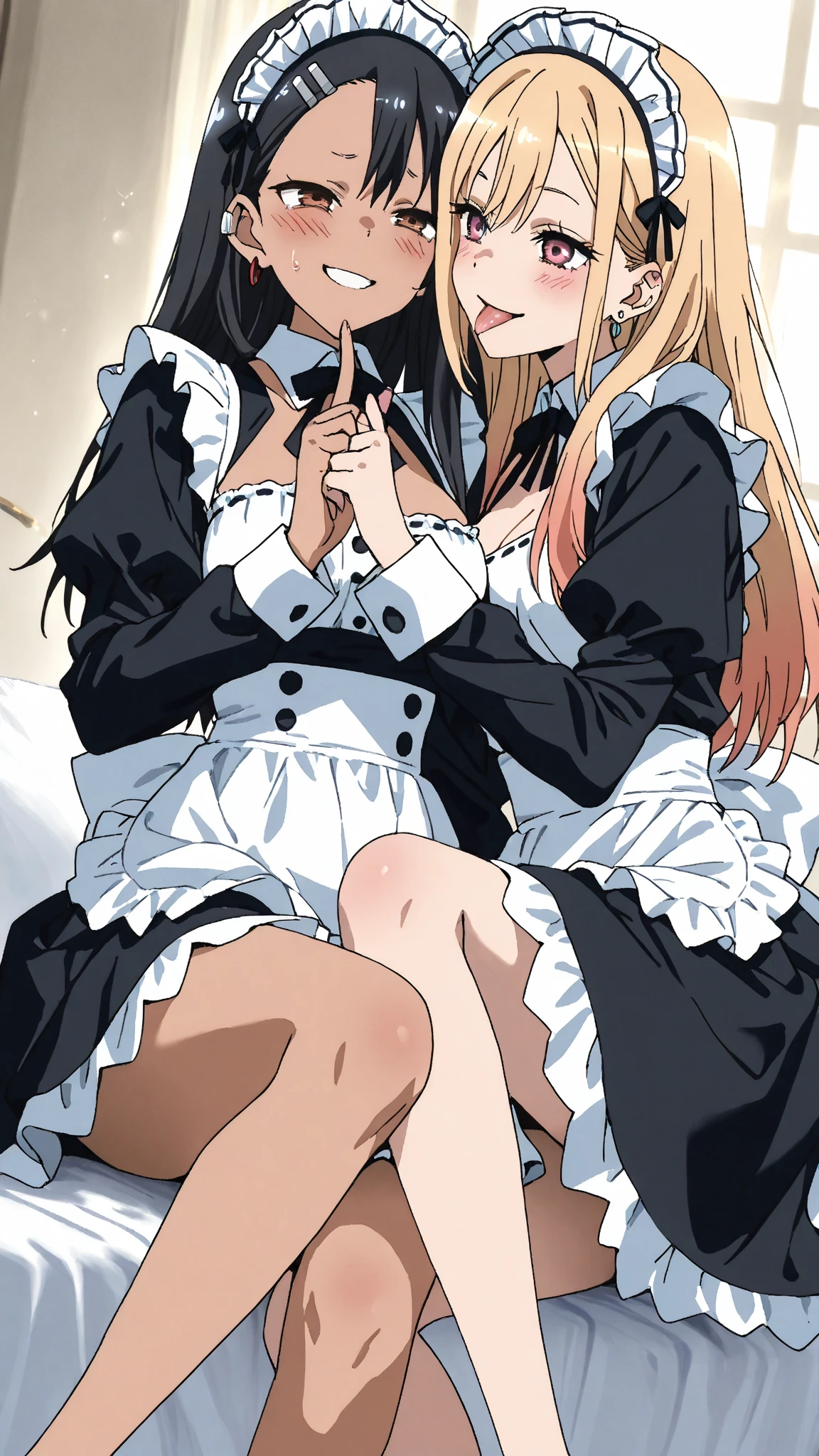 Two Women,Alpha ,Long blonde,gamma,Long Black Hair,((Touching the chest)), ((dress))),Big Breasts,BIG ASS, kiss, (adult), (Elf),pubic hair
((My crotch is wet)),Love Hotel,My crotch is wet,Are standing,(masterpiece:1.2), High resolution, Highest quality, 8k,