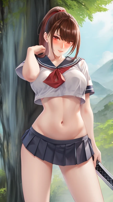Arms folded behind back
