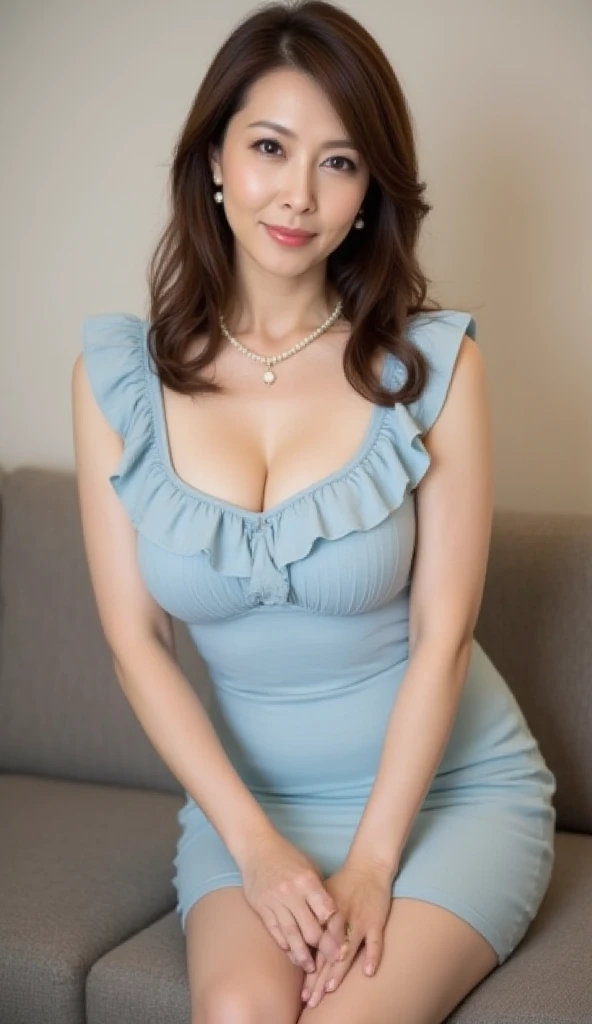 best quality, High resolution, Hires, skin definition, detailed skin, detailed eyes, detailed face, 4K, 日本人mature woman, (solo), {(((60 years old)))}, (wrinkles at the corners of the eyes:1.4), (nasolabial folds:1.4), mature woman, sex appeal, sexy, fair skin, wavy long hair, Looking at Viewer,(((very large breasts:1.6))), (((my skin is old))), ((muscles are old)), ((japanese model)), In 4K, 8K, (photoReality:1.5), Reality, ticker, Beautiful, Bimbo, Perfect makeup, eye make up:1.6, small diamond necklace, earrings, ((light blue satin lingerie, sexyなランジェリー, high heels)),thick thighs, flaccid butt, loose hips, wide hips, curve, full body photo,
