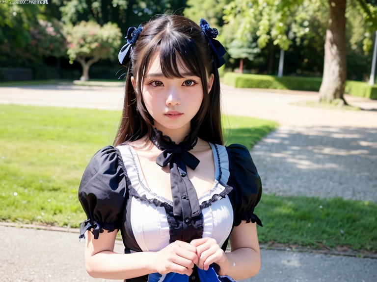 Top quality, 1 beautiful woman, (Absurdly Long Hair:1.3), ((Twintails)), wearing gothic lolita costume, Massive , 50mm lens, f/1, at Walking in Akihabara