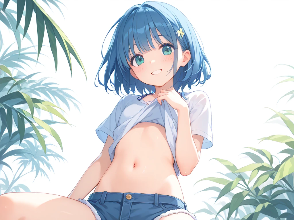 NSFW,masterpiece, best quality,(((color trace))),looking at viewer,town image,((short stature))
1girl, solo, open eyes,smile,((((blue hair)))),green eyes,grim eyes, pigtail, blush, shortcut hair, necklace, blurry, hand between leg,Town background, between legs, bow, facing viewer, small breasts, day, feet out of frame, ribbon,depth of field, hair over shoulder,noon,sky,bright sky,sun flower,downtown,old building,(((peeing))),peeing outside,(((naked))),dog like peeing