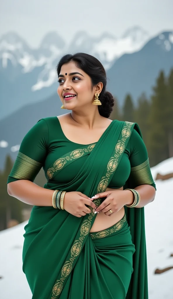 Girl, real photo, full photo, (full body photo), Indian, (cute face), (voluptuous), (curvaceous), dressed in saree, transparent saree, (South Indian).