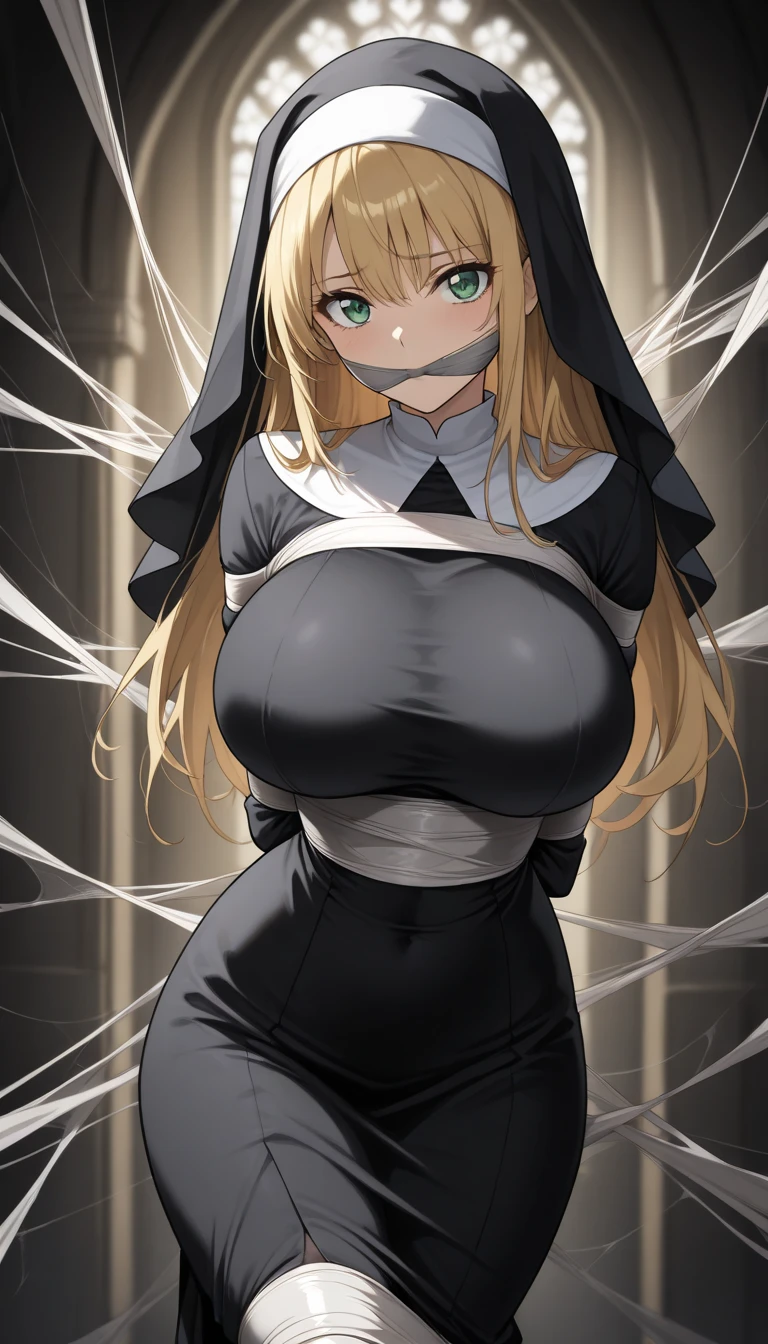 (absurdres, 8k, 4k, masterpiece, hyper extreme detailed:1.2), (masterpiece), best quality, expressive eyes, highres, perfect eyes, 1girl, perfect face, perfect hands, standing, belt, 1girl, blonde hair, eyepatch, perfect anatomy, eyepatch, long hair, platinum blonde hair, muscular, toned body, strong, empty eyes, blank stare, crazy face, crazy eyes, crazy smile, gloves, graphic t- shirt, small, golden eyes, deadpan, expressionless, shaded face, messy hair, crazy hair, city background, heroic, half body, cowboy shot, night time, stars, night sky, hand on head, wind, windy, pantyhose, covered abdomen, bondage, bdsm, bound, bdsm, tape gag, tape, tape bondage, restrained, tape wrapped, wrap gag, bondage, taped wrists, taped breasts, taped mouth, taped elbows, taped forearms, standing up, 1girl, arms behind back, shocked, wide eyes, sitting down, struggling, shaking around, kidnapped, kidnapper, hand on throat, groping, hand on breasts, crotch rope, vibrator, aroused, turned on, groping, groped, captured, fearful, scared, hands on breasts, breasts moving, hard nipples, big breasts, shaking, struggling,