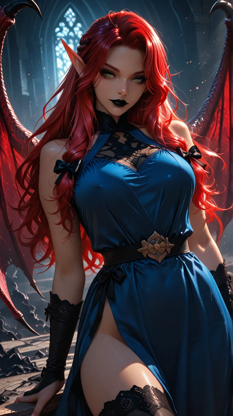 ((Yoshitaka Amano, illustration:1.2)), Tall, slender ((redhead:1.4)) woman of Irish descent. (pale:1.3)complexion. blue eyes, cute butt, nice legs. Kind eyes, cute smile, Mascara, eye shadow, blush, stylish dress, necklace, stiletto heels. Masterpiece, best quality,(highly detailed:1.2),(detailed face and eyes:1.2), 8k wallpaper, natural lighting. core shadows, high contrast, bokeh.